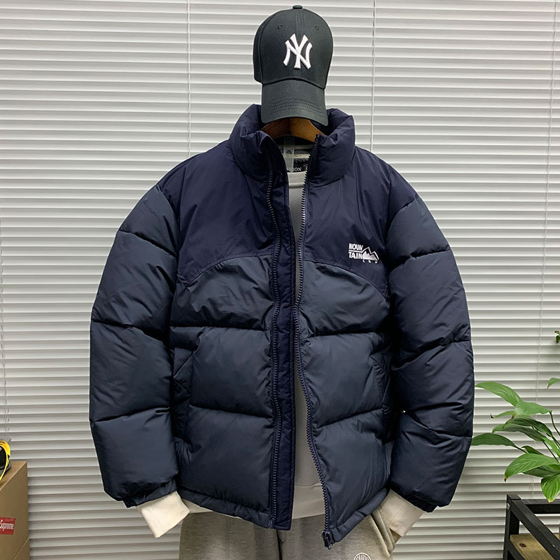 日系潮牌立领短款拼接撞色棉衣外套男士冬季新款加厚保暖休闲棉服