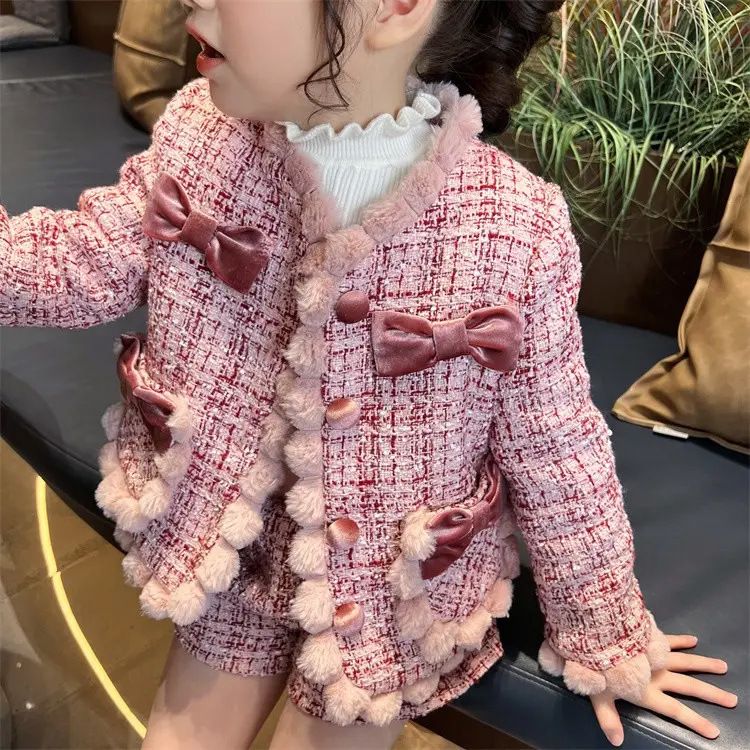 童装女童外套小香风洋气加厚上衣女童秋冬装儿童秋冬小公主时尚XN
