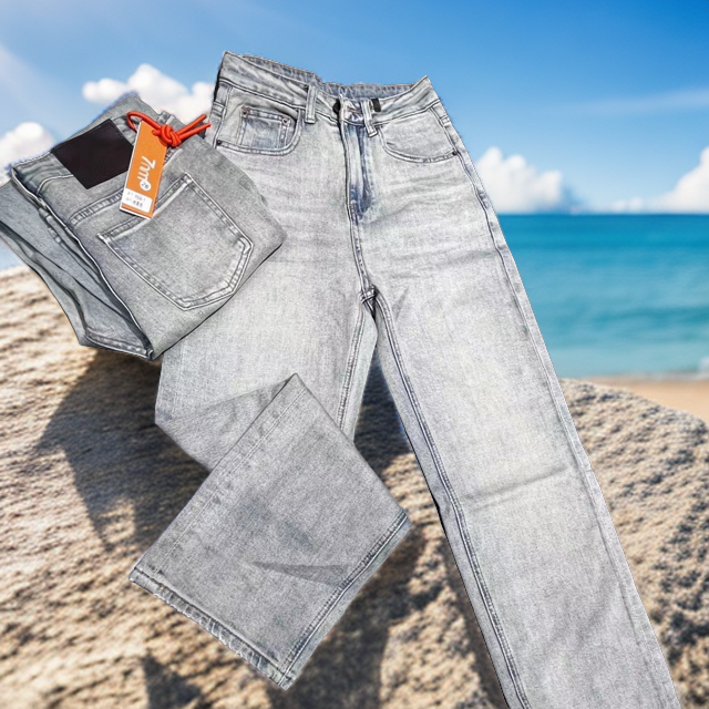 至简元素9506-1牛仔裤植绒休闲宽松堆堆裤弹力时尚百搭显瘦春