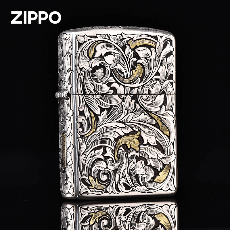 Zippo打火机正版/盔甲错金银【大叶唐草】男士礼物DYJ1