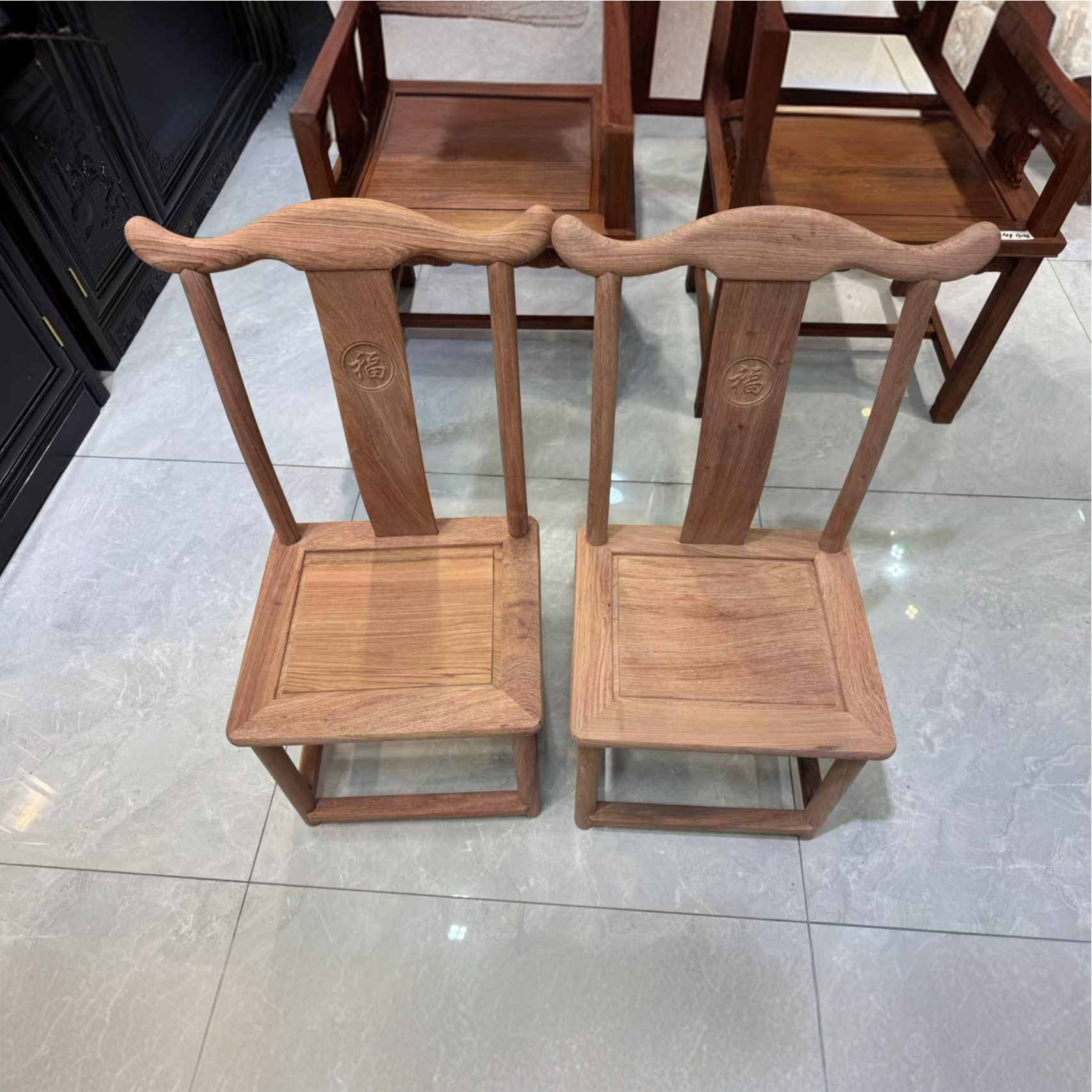 实木小靠背椅小巴花椅子明式休闲椅换鞋椅儿童椅官帽椅家用款