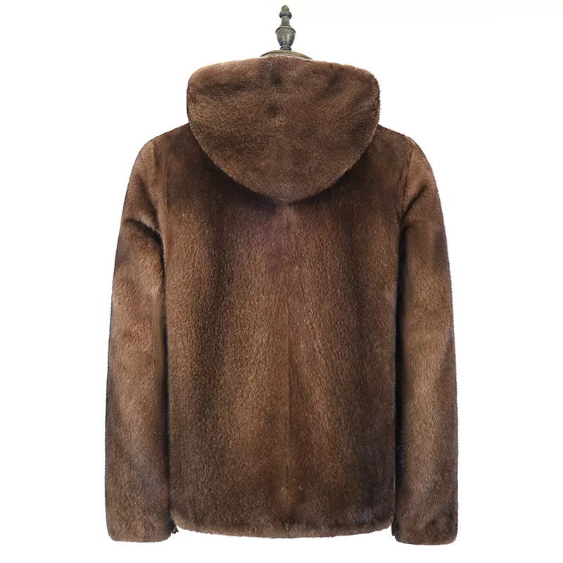貂皮大衣男P-08088整貂外套连帽哈根色水貂皮草外套休闲时尚夹克