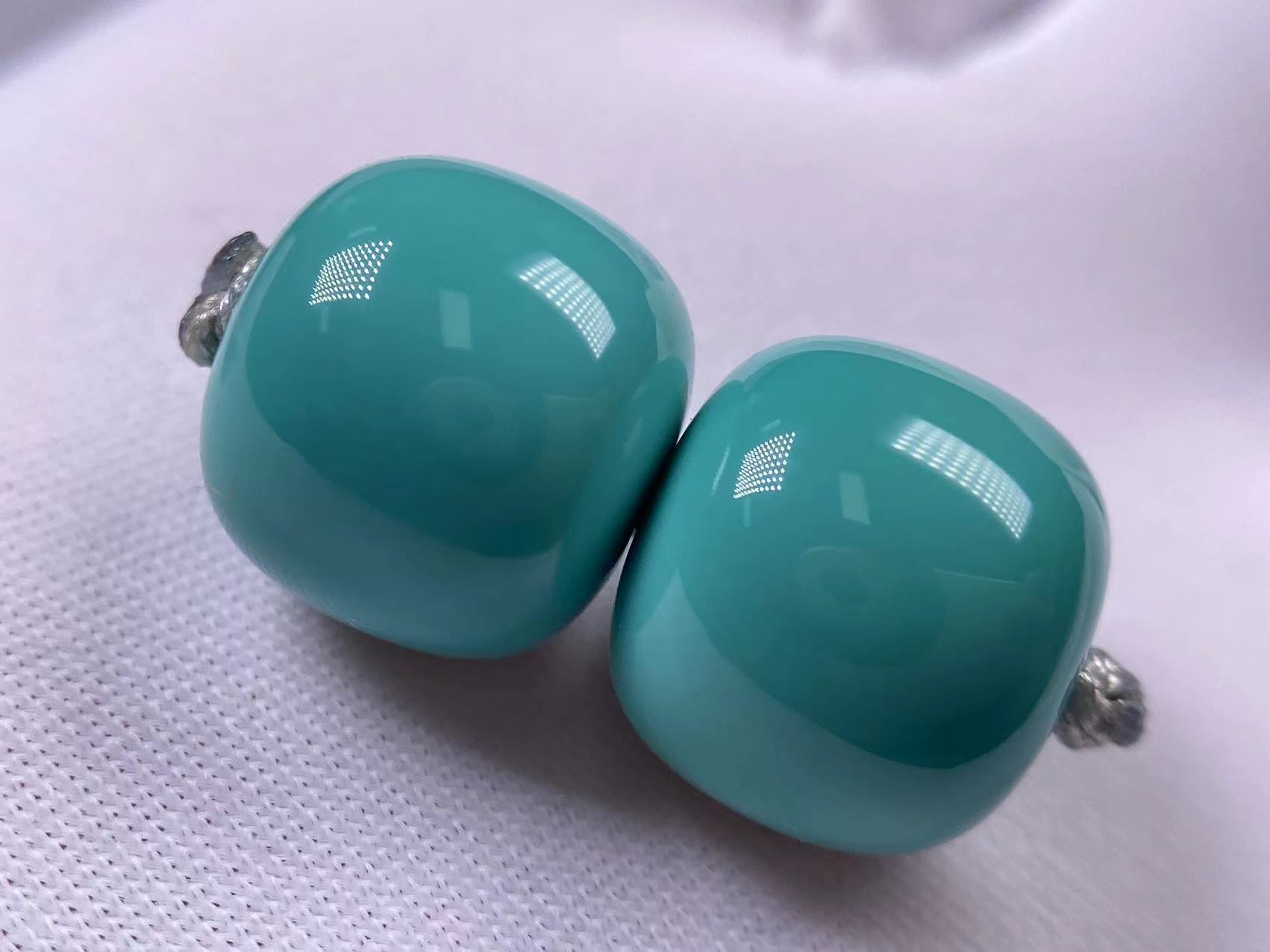 泰鑫绿松石天然玉石老型对珠11mm