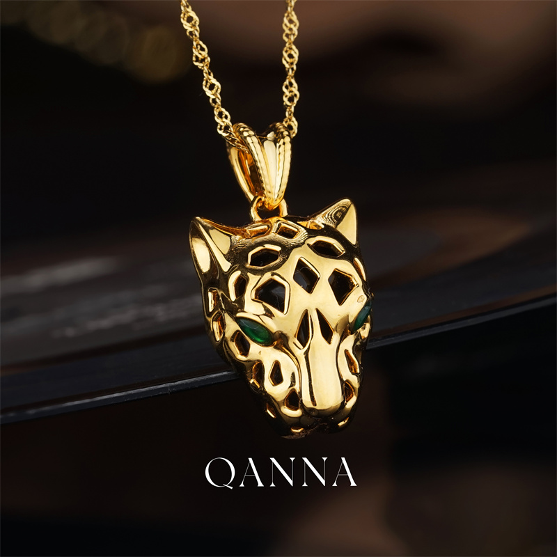 QANNA【福利】18K金黑玛瑙豹子头吊坠（不含链） 霸气侧漏