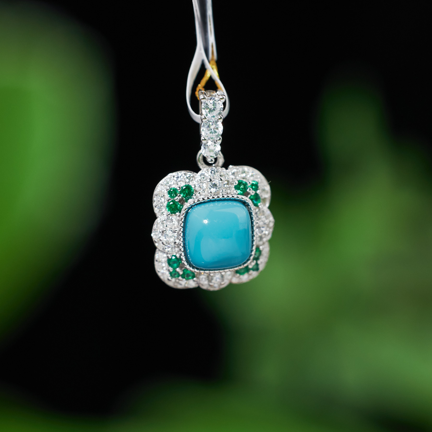 【玉峰珠宝丨安娜严选】绿松石吊坠S925银美松【W3857】多样性发一