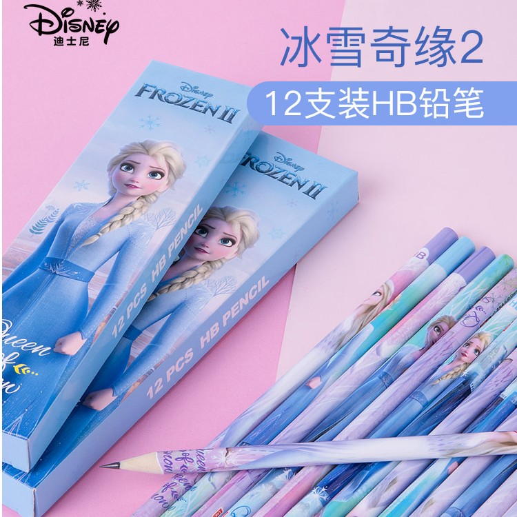 迪士尼铅笔红色小学生学习1-3年级写字新款HB彩色文具蓝色笔正版