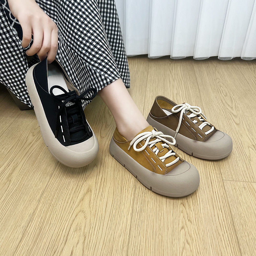2024新款厚底鞋复古软底女士大头女鞋舒适百搭韩版ins潮169-5