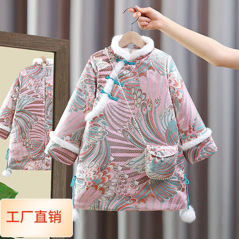 【掌柜推荐】女童汉服儿童冬装宝宝连衣裙唐装周岁礼服抓周旗袍过