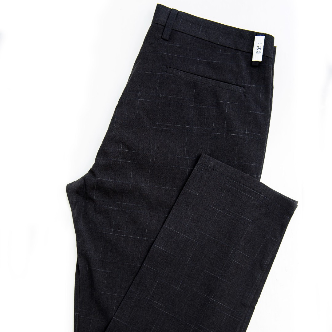 男士夏季深灰格纹薄款商务休闲亲肤时尚休闲裤