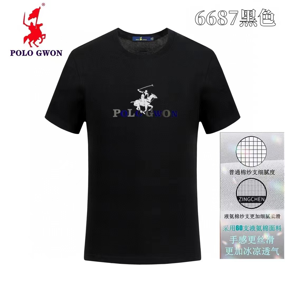 POLOGWON/保罗夏季青春活力商务T恤宽松男士圆领运动休闲