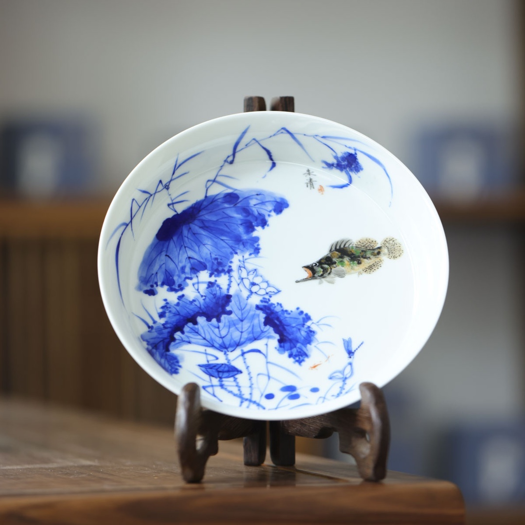 小桥-联名和为贵折边壶承-手绘陶瓷有差异纯手工复古创意