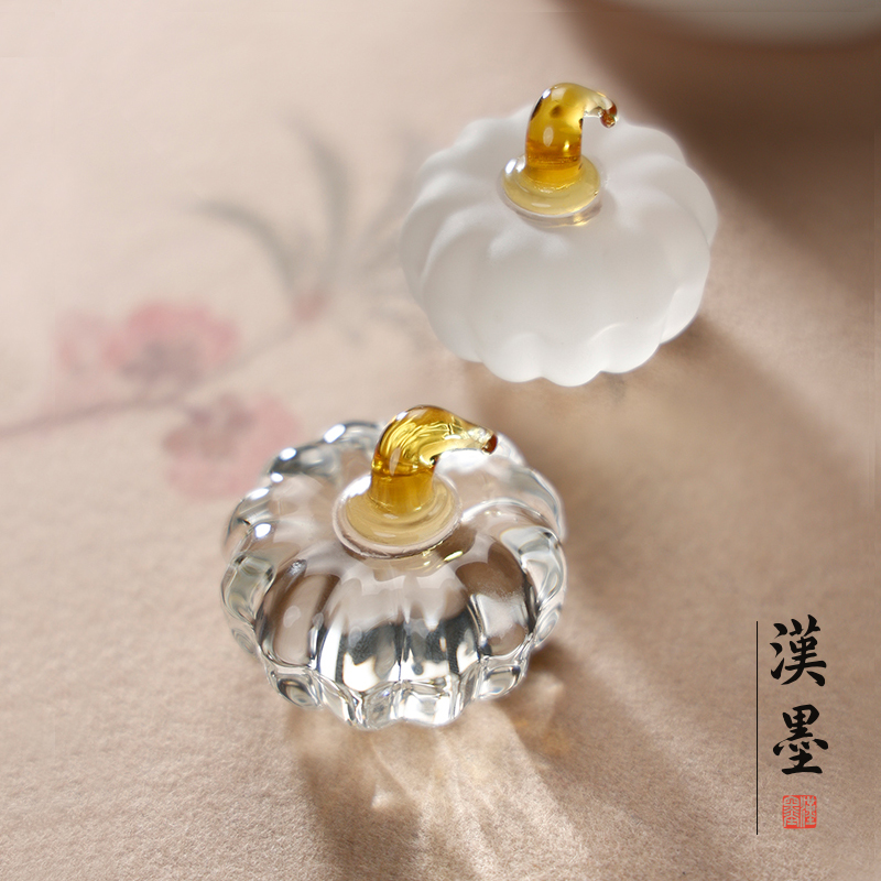 水晶南瓜镇尺 镇纸创意压纸可做笔搁毛笔架玻璃书法压尺文镇