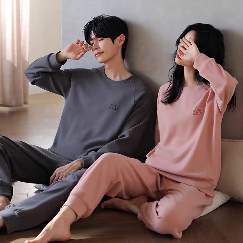 奥绒女长袖长裤套装宽松格子睡衣秋冬季长袖睡衣女套装外