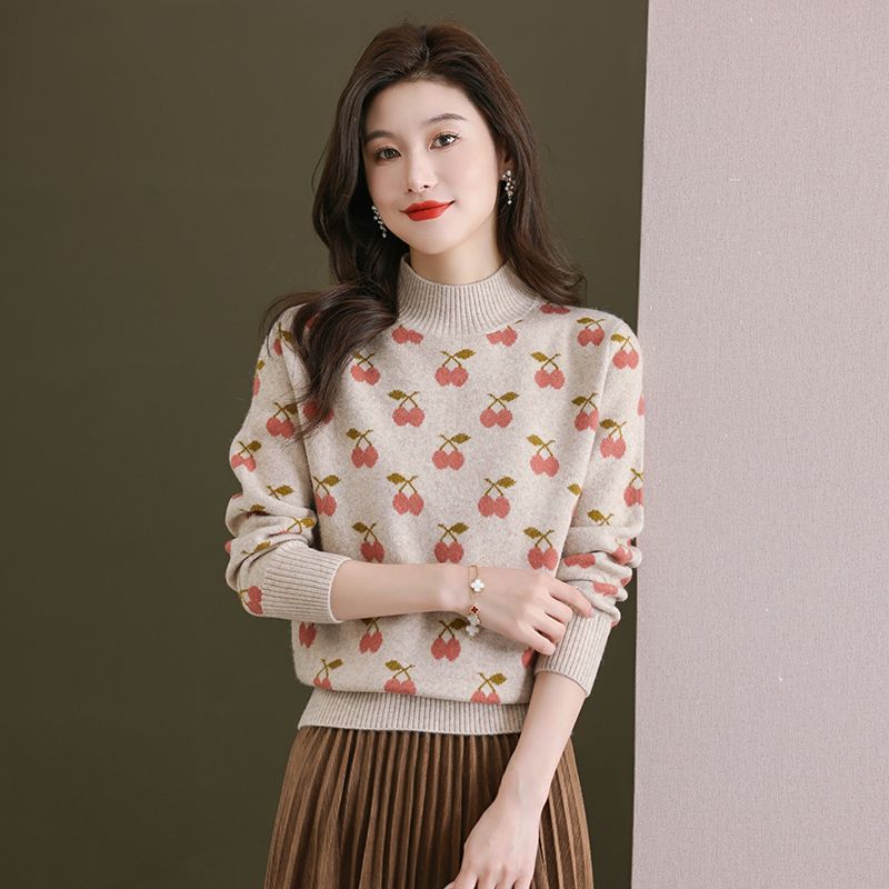 小个子时尚外穿半高领羊毛衫短款毛衣秋冬新款洋气减龄针织打底衫