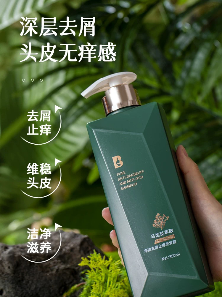 马齿苋萃取净透去屑止痒持久留香清爽柔顺洗发露(3瓶500ml任选）