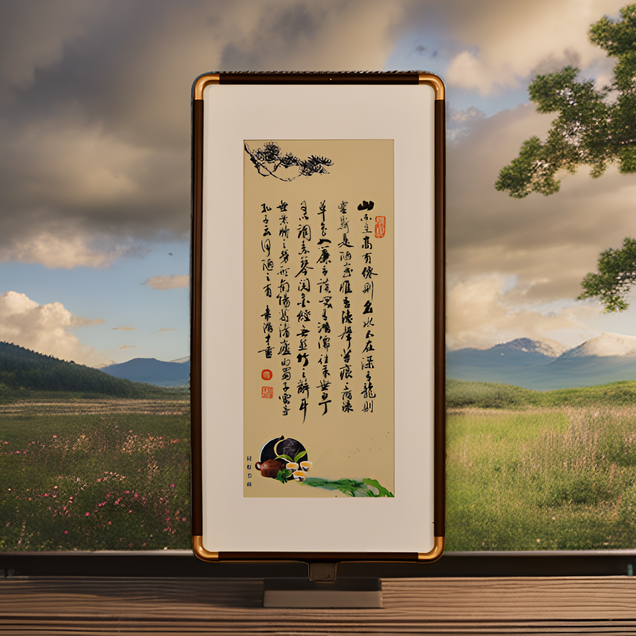 陋室铭手绘书法作品35/70实木带框顺丰包邮