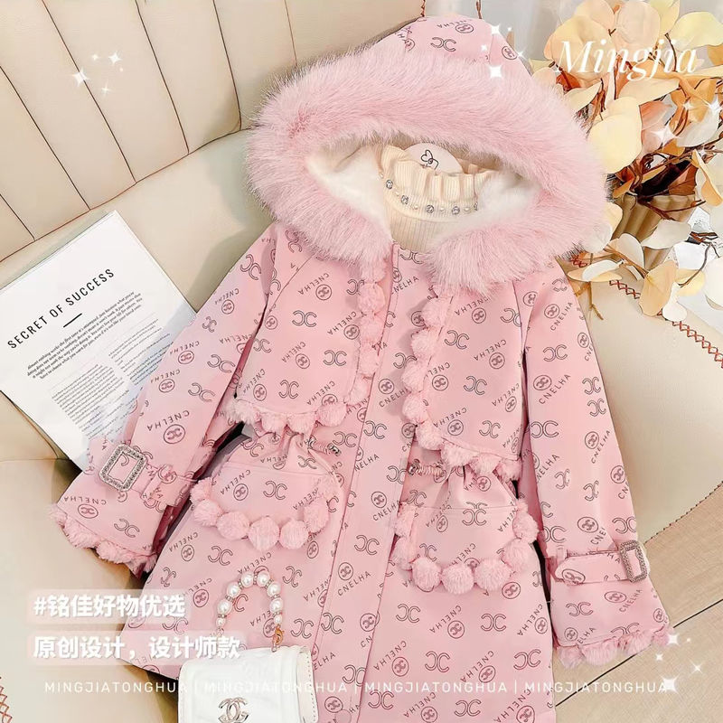 女童派克服外套冬装2023新款洋气女孩童装加绒加厚中大童