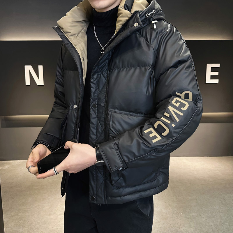 波司登爆款白鸭绒羽绒服冬季男士保暖时尚连帽纯色加厚短款青年装