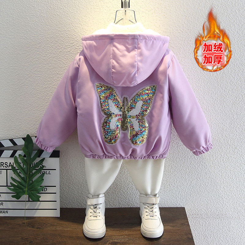 男女宝宝秋冬棉服连帽衫加绒棉袄保暖加厚小童秋冬装连帽外套棉衣