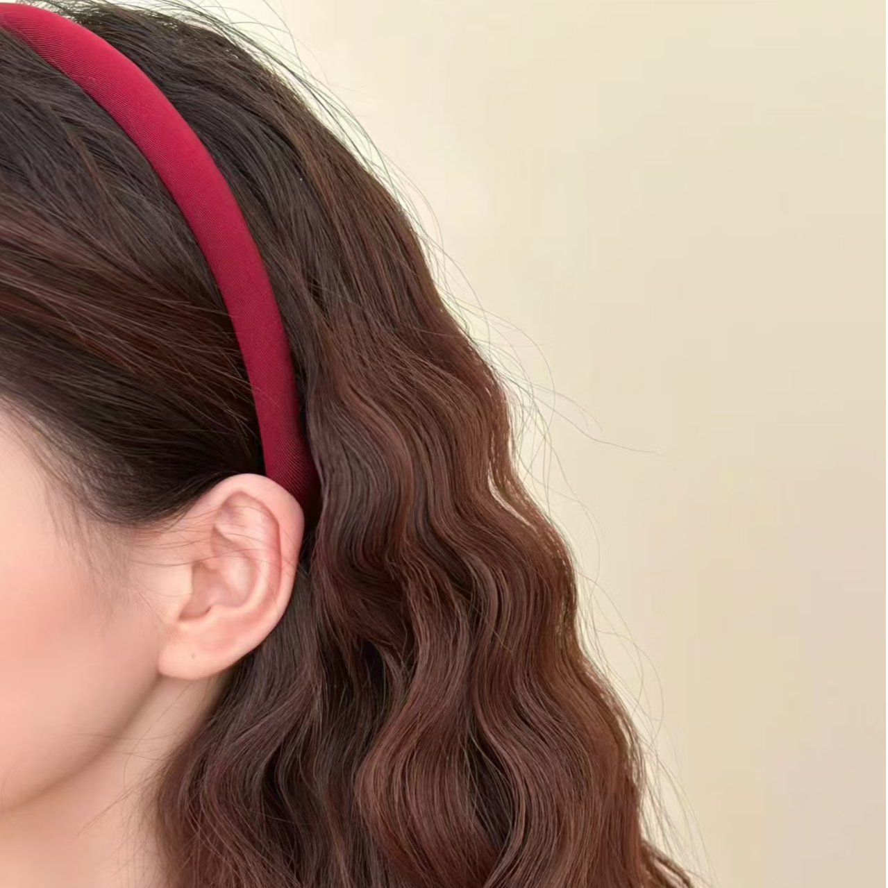 布艺丝绒植绒发箍(5至30）秋冬气质网红百搭少女复古红色法式简约