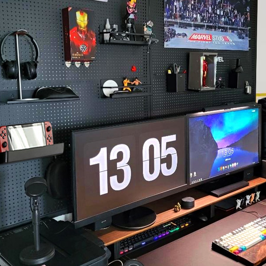 朋克风桌搭电竞洞洞板电竞房装饰置物架配件展示架挂板挂钩收纳墙