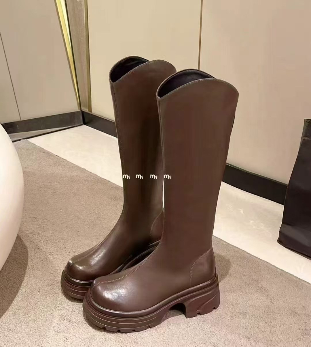 时尚百搭薄绒高筒靴