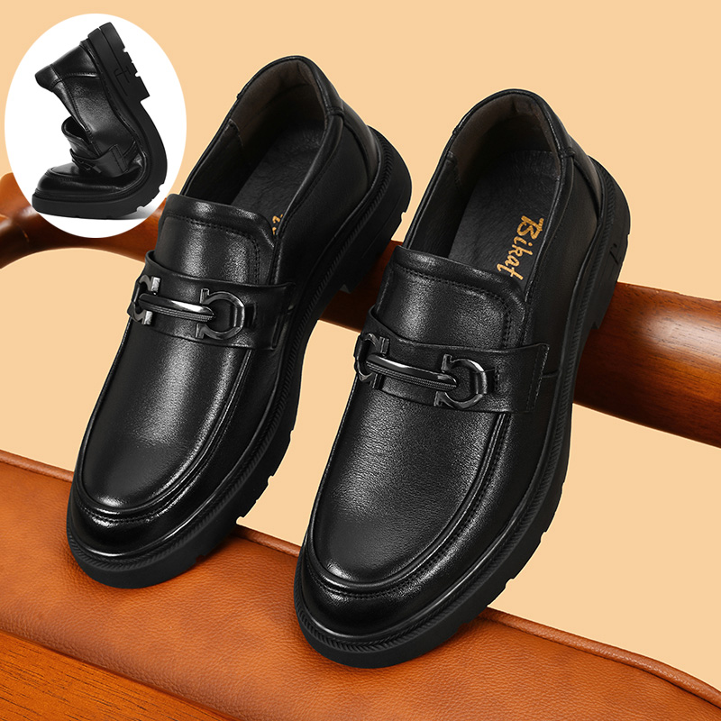 男真皮2025春季新款商务休闲皮鞋手工上线百搭英伦厚底男鞋男士