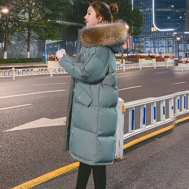 雪中飞2023年新款过膝服女中长款加厚时尚大码韩版宽松羽绒棉服-f