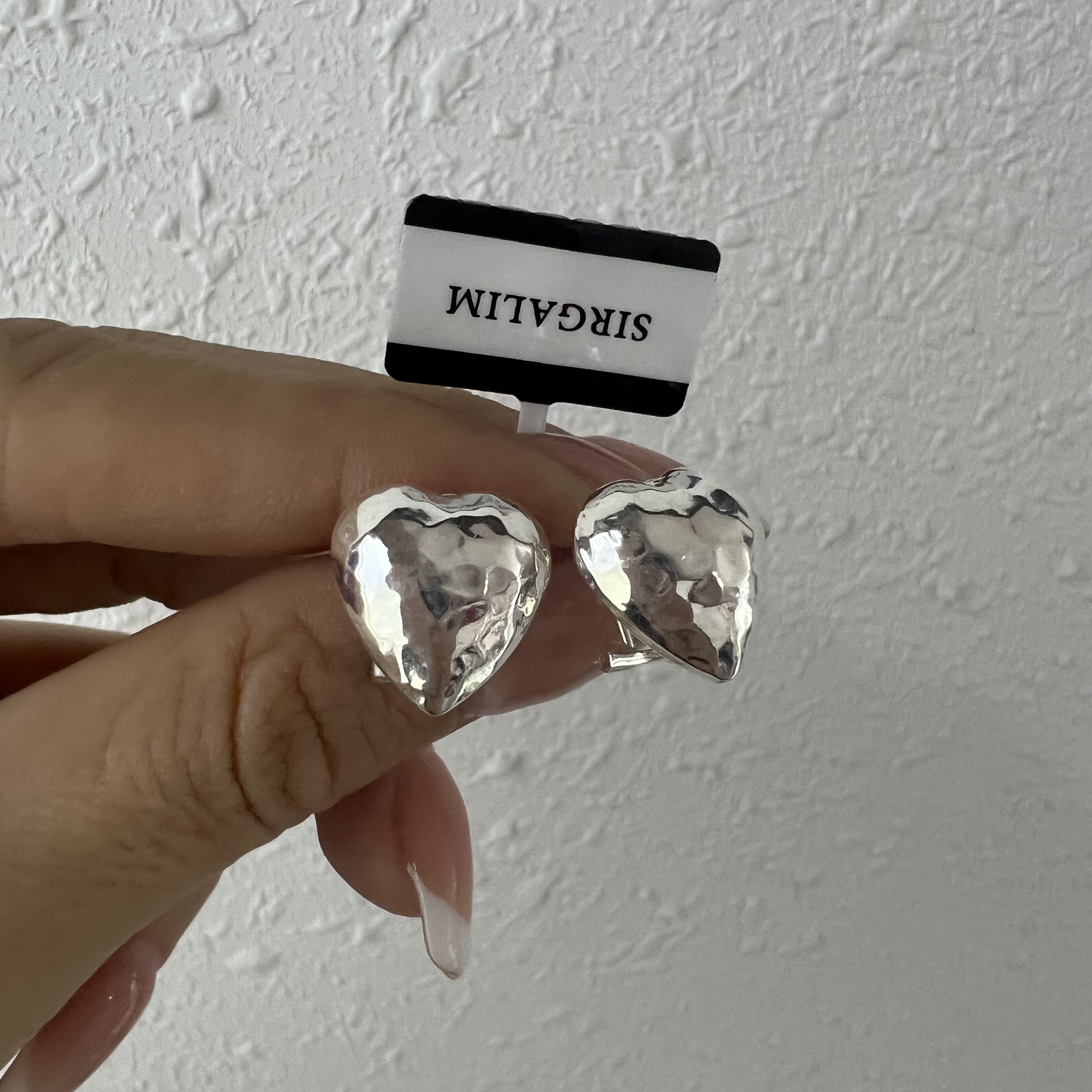 925银耳饰 SIRGALIM  925银手工敲打面耳环