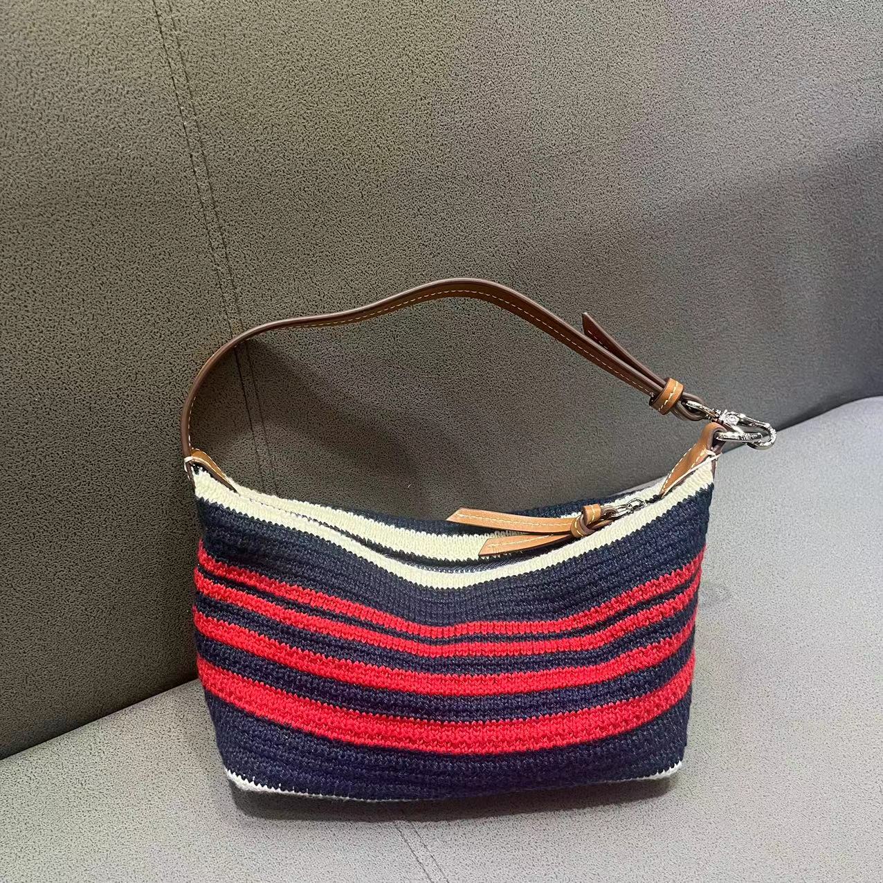 【A328-519】新款条纹百搭手提女包洋气时髦单肩斜挎包夏季