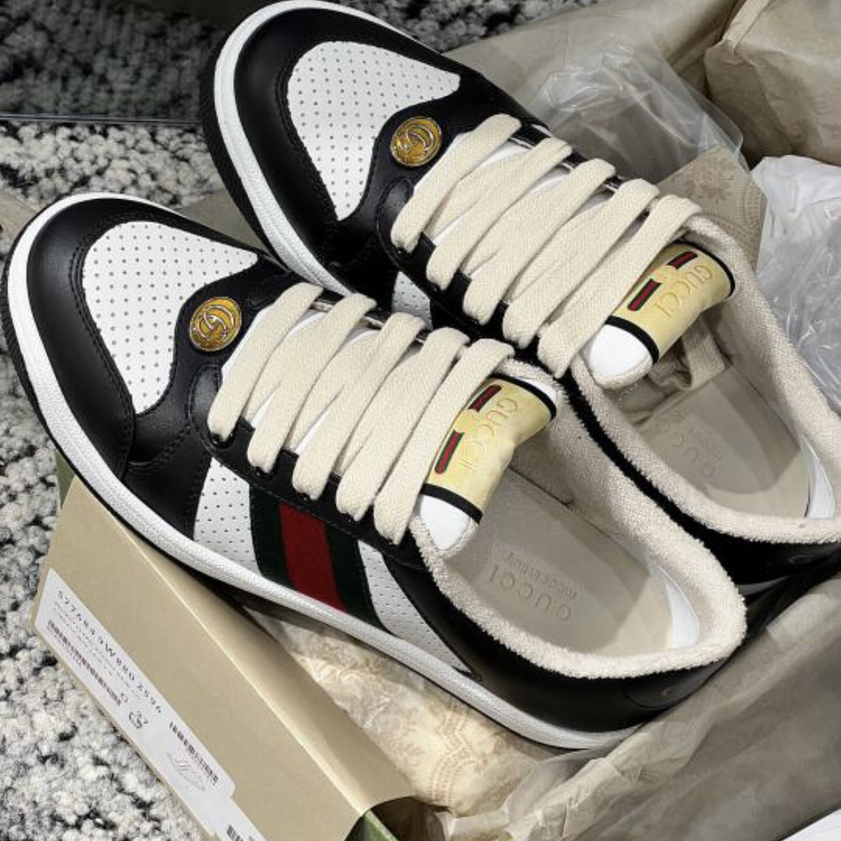 全新带盒古驰Gucci 黑白脏脏鞋