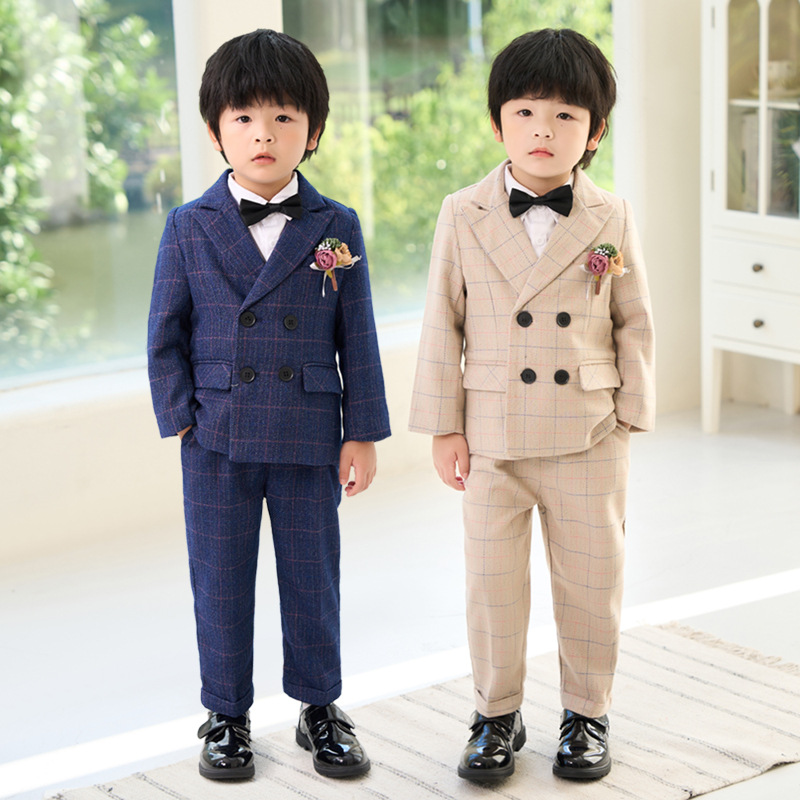 男童西装套装春秋韩版男宝宝花童婚礼服钢琴演出服洋气西服英伦格