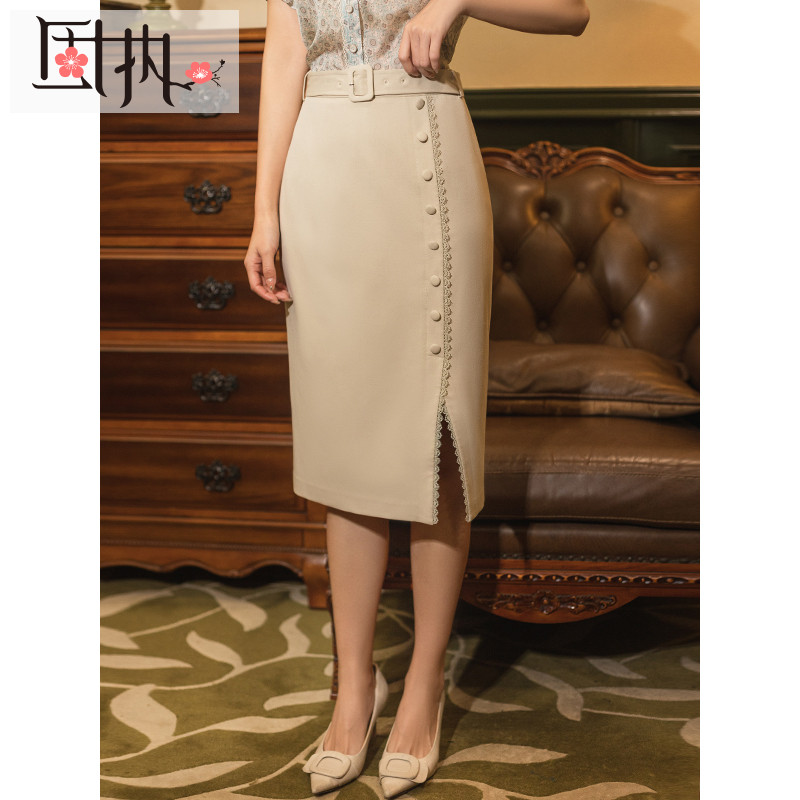 固执春季新款排扣中长半裙90121BQ07181半身裙