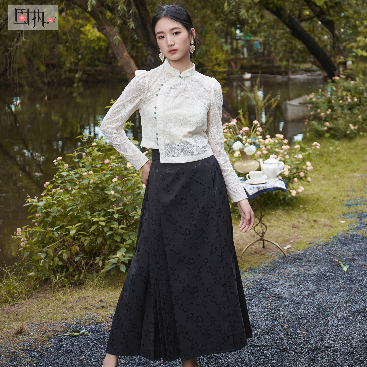 固执秋季新款中式百褶马面裙一片式长款半身裙00033BQ08461