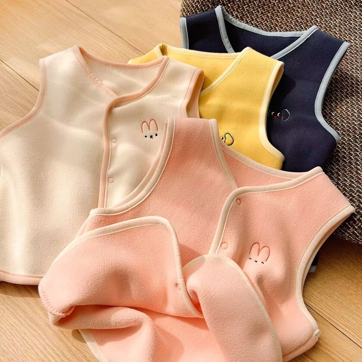 宝宝双面摇粒绒保暖马甲中小童挡风护肚秋冬内搭外穿幼儿园开衫