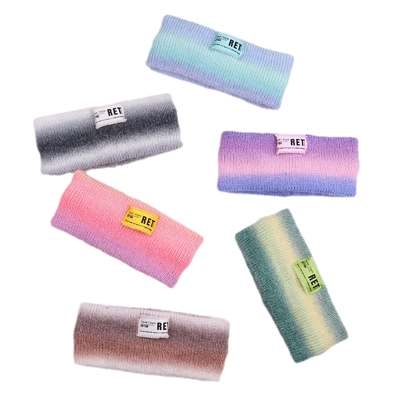 渐变色马海毛运动发带秋冬头套护耳套