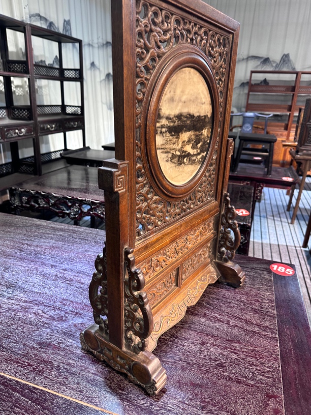 花梨木镂空雕刻小屏风