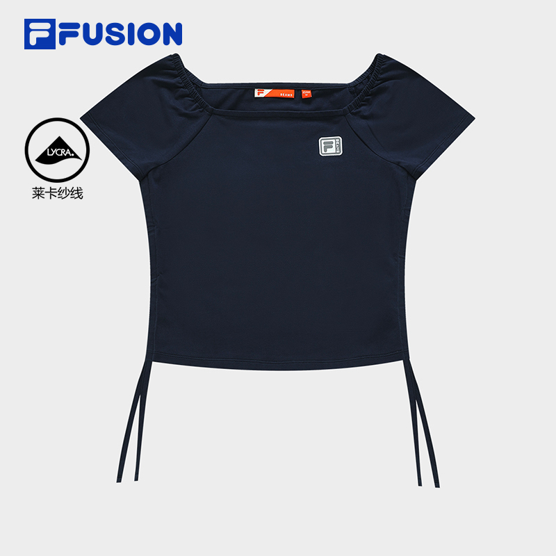 FILA/斐乐时尚休闲抽绳背心女款夏季舒适百搭运动上衣短款短袖t恤