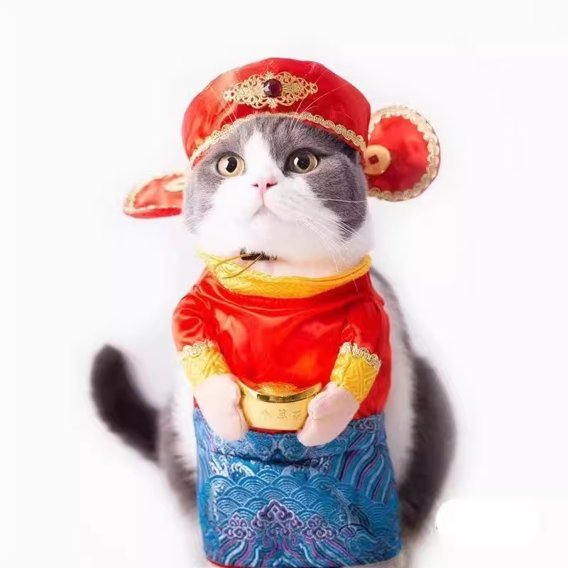宠物过年喜庆衣服猫咪狗狗变装春节财神爷喜庆招财进宝拜年变身装