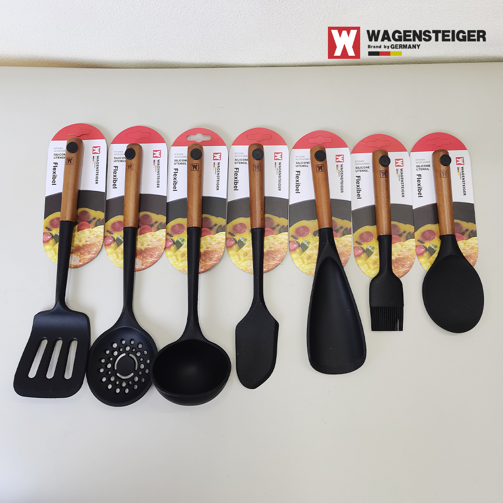 木把手黑白硅胶铲子饭汤勺油刷多用勺家用厨房用菜铲长柄