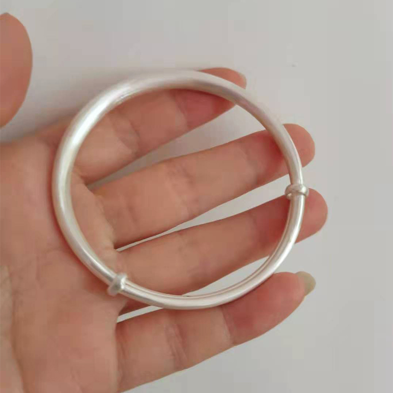 足银手镯 999宝宝婴儿手镯男女推拉亲子款满月礼物亲子实心可调节