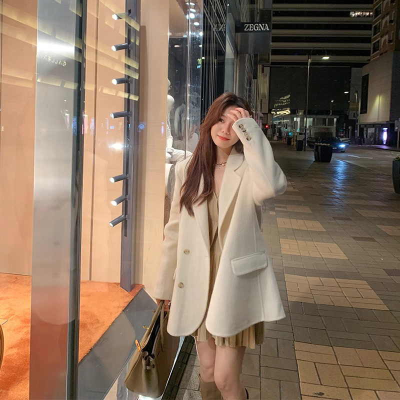 双面毛呢短款大衣女2025秋冬新款韩版小个子呢子西装外套女88878