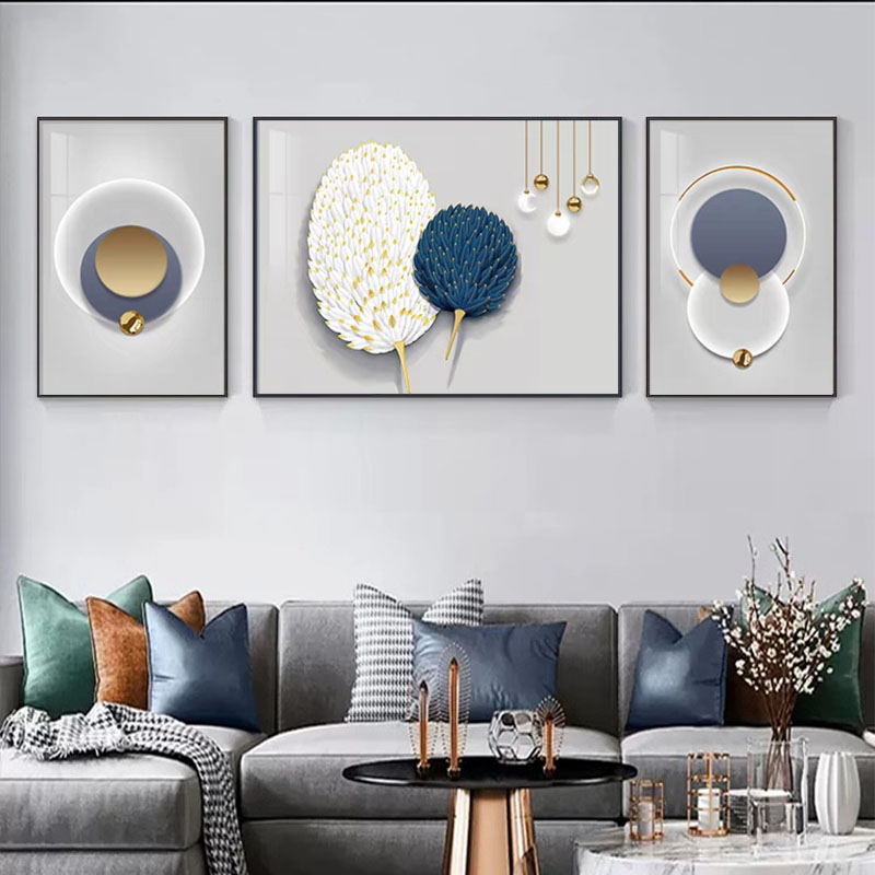 【羽翼相伴】客厅装饰画沙发背景墙三联画轻奢简约风晶瓷画乔迁送礼