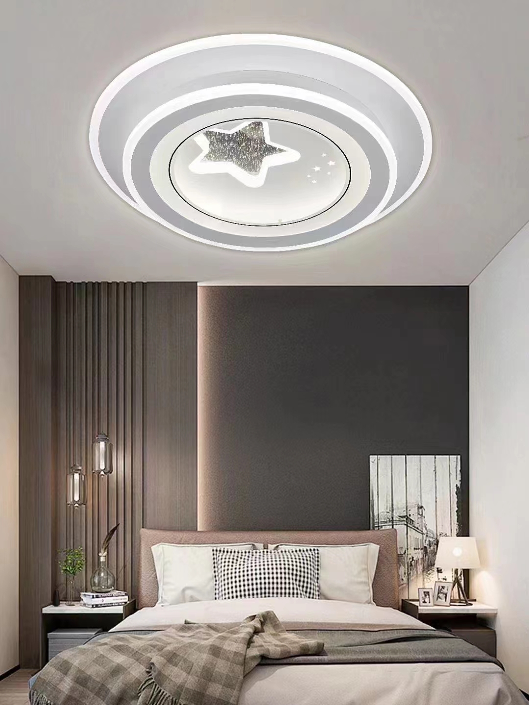 鑫派房间灯三色变光带智能语音LED卧室吸顶灯