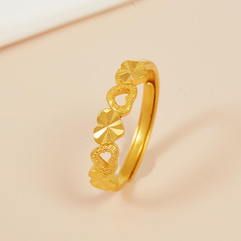 足银戒指 爱心相连戒指女款气质轻奢时尚百搭女士简约