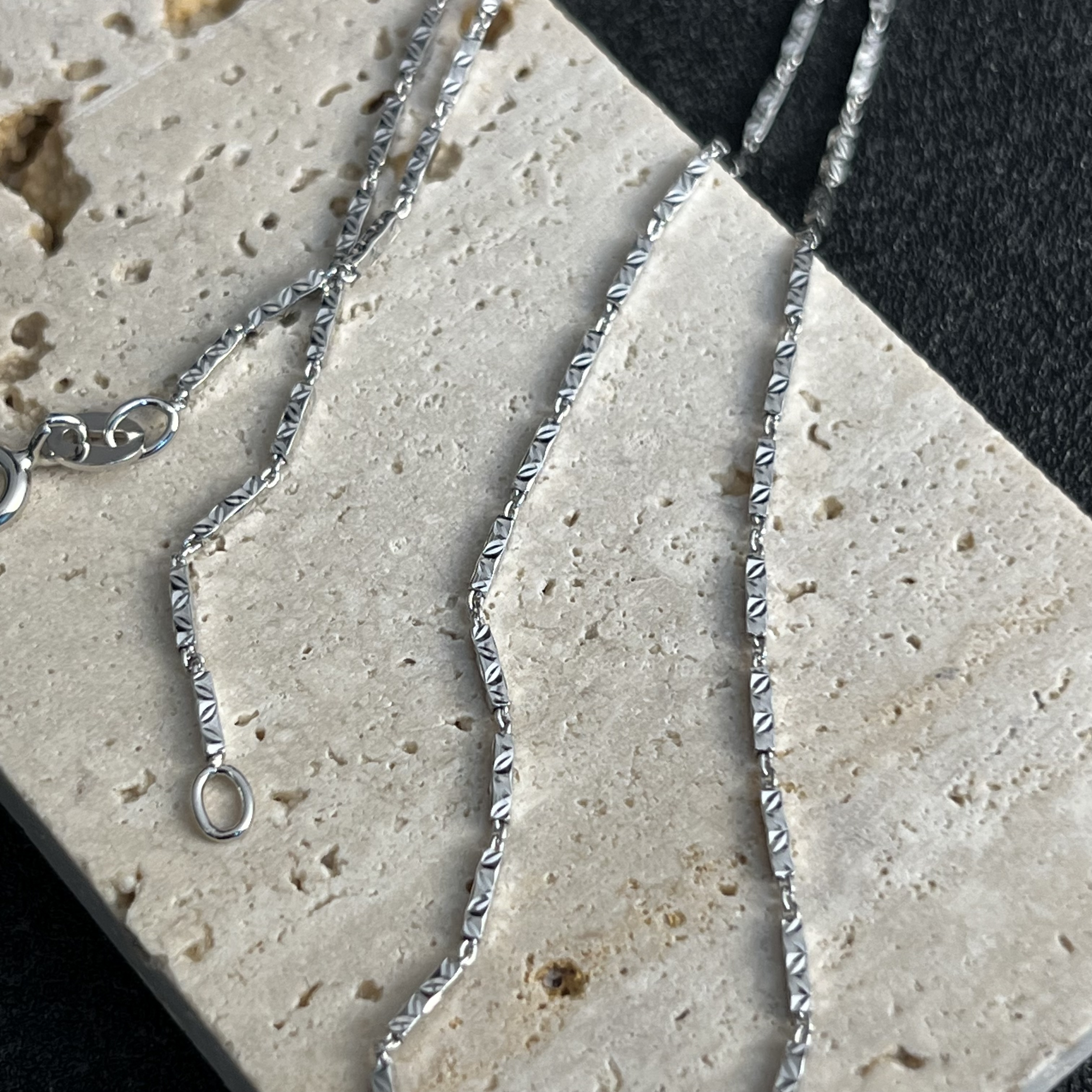 链子925银 车花四方管链 L4145 时尚手工百搭