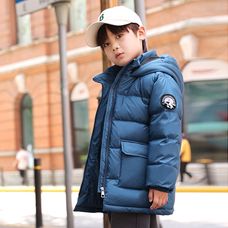 男童羽绒服2023新款中大童男孩时髦冬装外套保暖中长款秋冬款外套