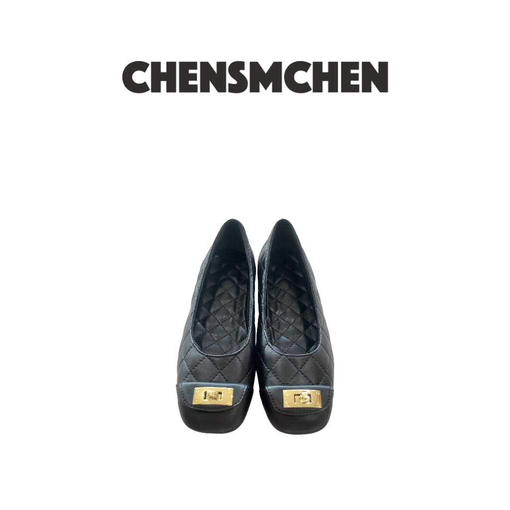 CHENSMCHEN 法式小香风金扣菱格舒适软底单鞋6701