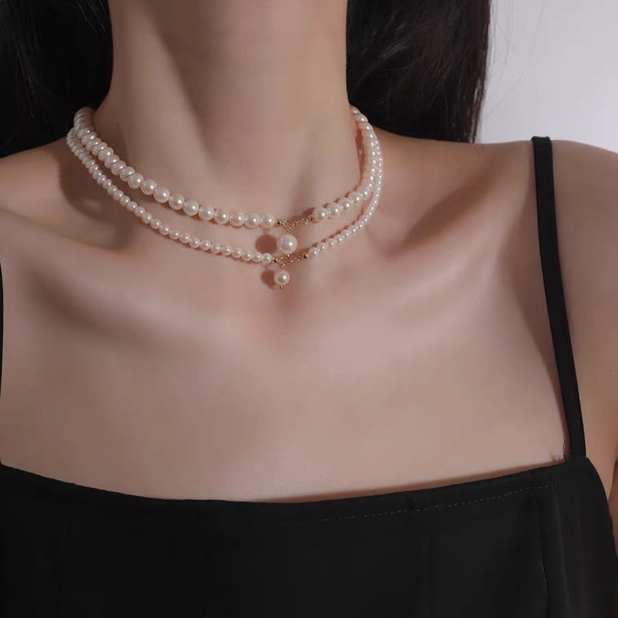 铜合金仿珍珠吊坠 十里间【珠光效果很好】法式浪漫项链锁骨链