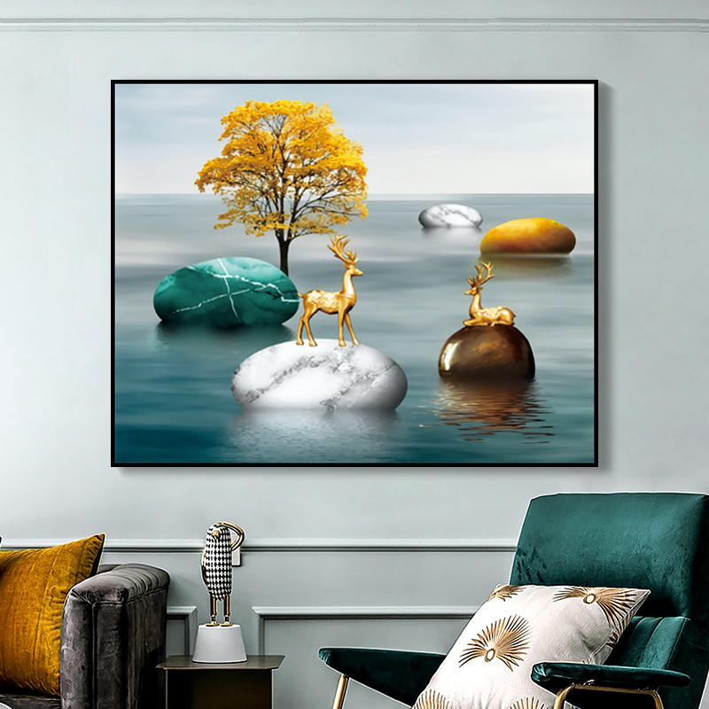 十字绣石来运转大格四股绣76*60厘米满绣35色小件风景画简单刺绣